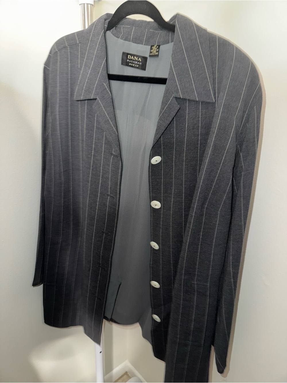 Dana Buchman Charcoal Gray Pinstripe Blazer